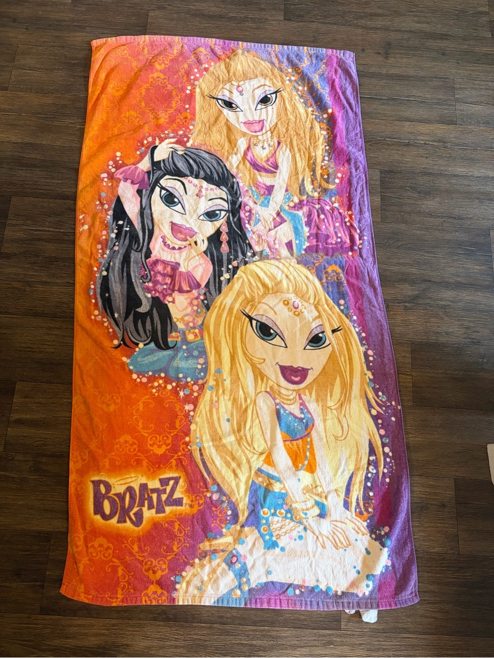 Y2K Bratz Genie Magic Colorful Beach Towel w/ Cloe, Jade, and Meygan